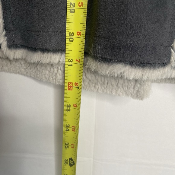 Lole Gray Faux Suede Leather Patch Sherpa Fur Lined Jacket Parka - Women's Sz S - Picture 4 of 12